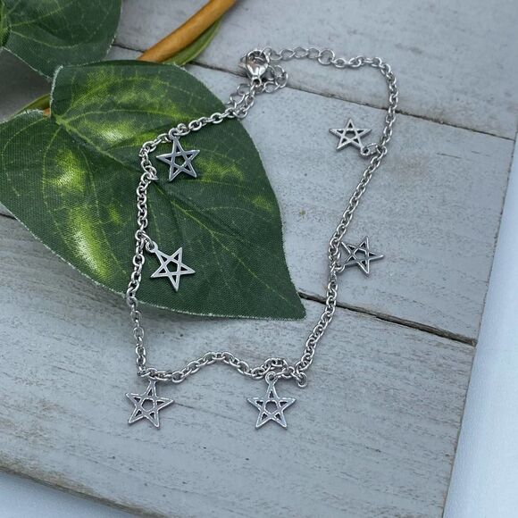 Stainless Steel Pentacle Star Anklet - Picture 4 of 4